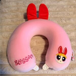 Blossom Pink Kids Neck Pillow with Red Accents